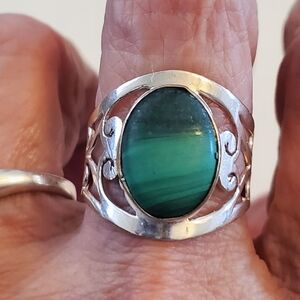 Sterling silver malachite stone ring